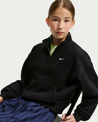 Nike Sportswear Studio Fleece Big Kids' (Girls') Oversized 1/4-Zip